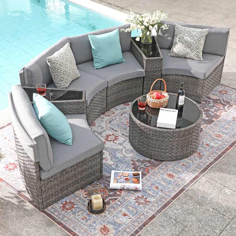 Half moon deals rattan garden furniture